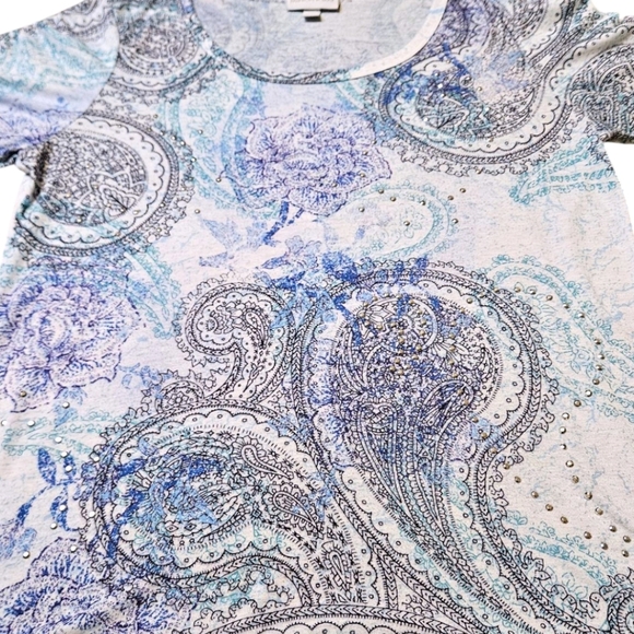 WM Y2K Embellished Paisley Tee Sz XL Fashion Bug Fairycore Bling 00s Spring - Picture 6 of 14